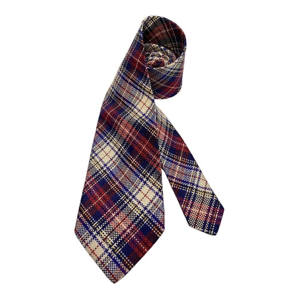 ETRO Milano Blue PLaids & Cheks Luxury Silk Tie Made In Italy W: 3.75" EX CD